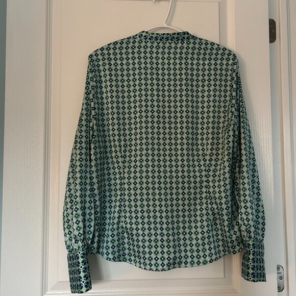 NWOT Zara Silk-Feel Geo Print Blouse XL - Picture 3 of 3